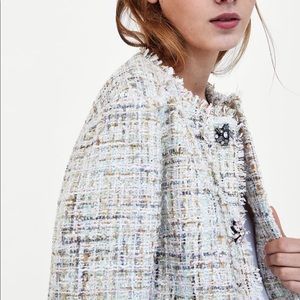 Zara tweed jacket Multicolor and Ecru Size Small